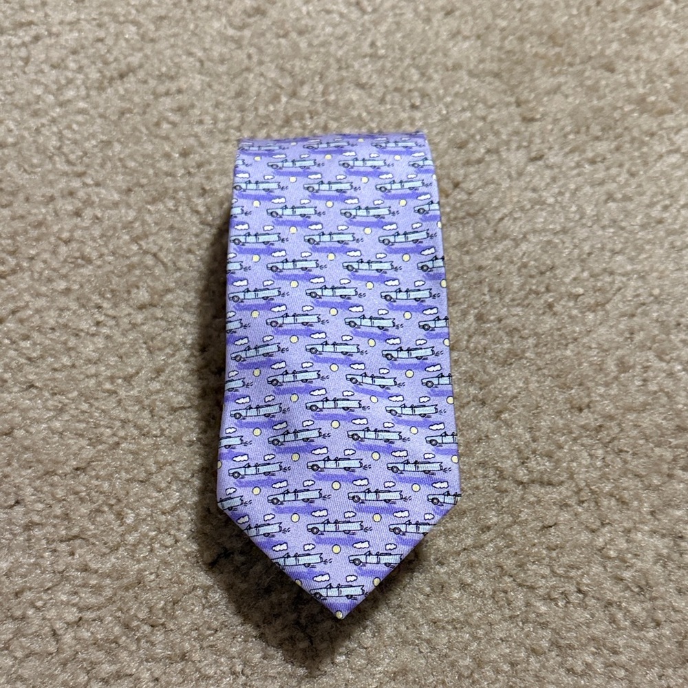 Vineyard Vines Purple Car Pattern Tie